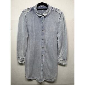 Vintage PBJ Blues Denim & Knit Tunic Cardigan Sweater, XL